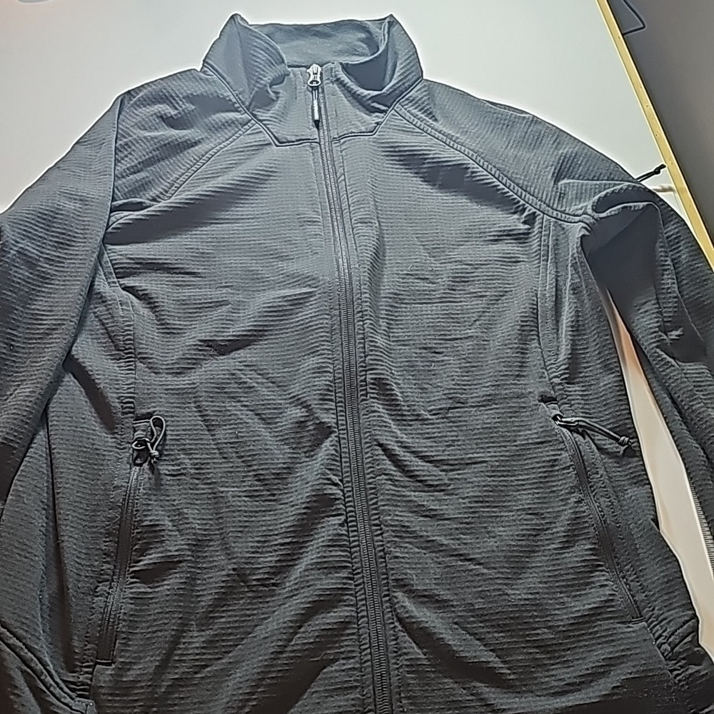 Women's the North face large jacket long sleeve blackish/grey zippered pockets